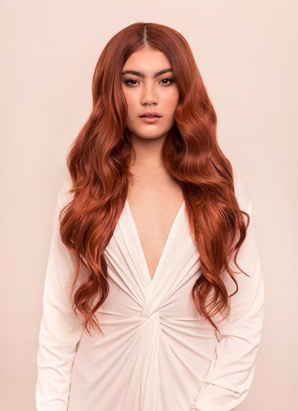 24 inch Deluxe Clip in Hair Extensions in #33 Dark Auburn Red display picture 3
