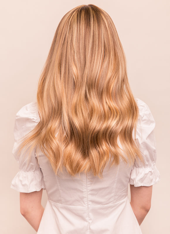 Brown Blonde One Piece clip in Extension Dark Blonde (#14) One Piece Clip In Hair Extensions  main image 4