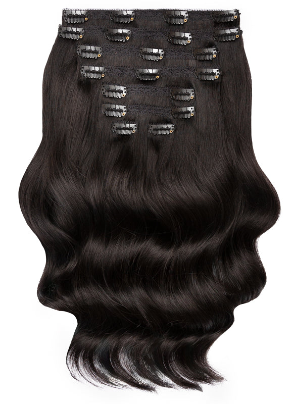 16 inch Full Volume Clip in Hair Extensions #1B Natural Black display picture 2