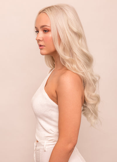 16 inch Deluxe Clip in Hair Extensions #60W Platinum Blonde