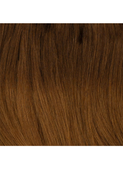 16 inch Full Volume Clip in Hair Extensions Dark to Medium Brown Ombre