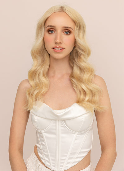 16 inch Full Volume Clip in Hair Extensions #613 Bleached Blonde