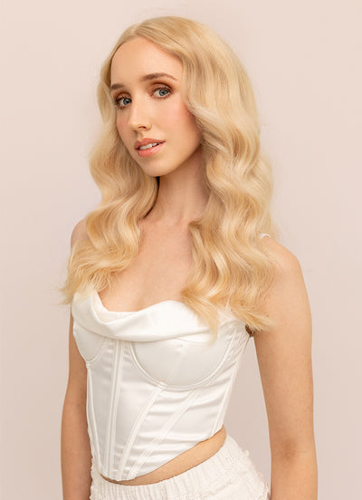 16 inch Full Volume Clip in Hair Extensions #613 Bleached Blonde