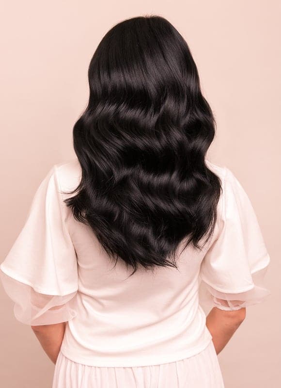 16 inch Invisible Wire Hair Extensions in #1 Jet Black