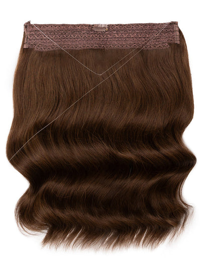 16 inch Invisible Wire Hair Extensions in #2 Dark Brown