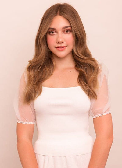 16 inch Invisible Wire Hair Extensions in #8 Chestnut Brown