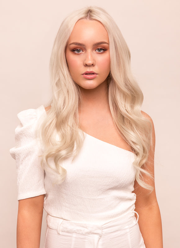 16 inch Invisible Wire Hair Extensions in #60W Platinum Blonde
