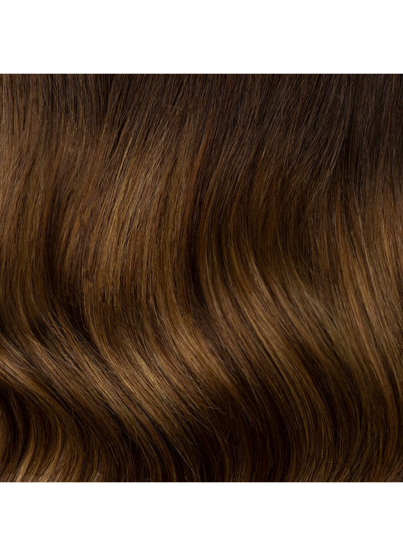 16 inch Invisible Wire Hair Extensions Dark to Medium Brown Ombre