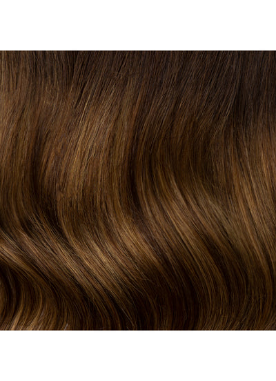 16 inch Invisible Wire Hair Extensions Dark to Medium Brown Ombre