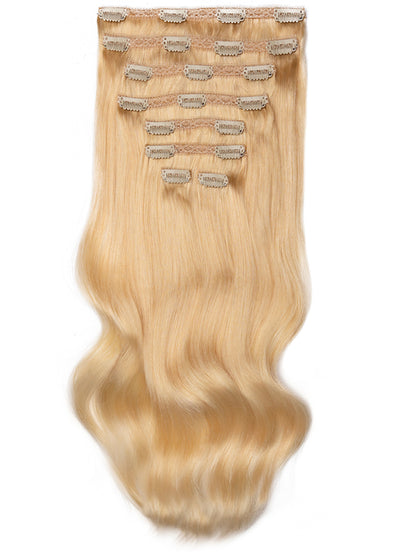 16 inch Ultimate Volume Clip in Hair Extensions #613 Bleached Blonde