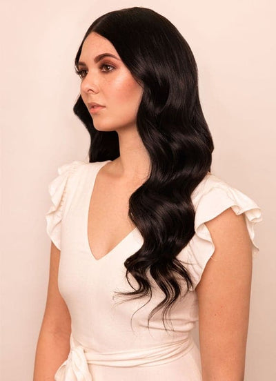 20 inch Deluxe Clip in Hair Extensions #1B Natural Black