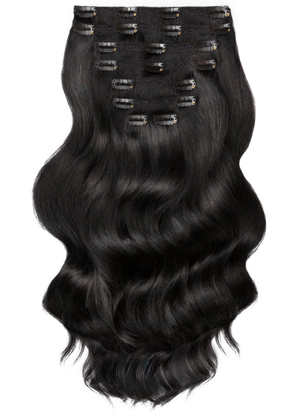 20 inch Deluxe Clip in Hair Extensions #1 Jet Black
