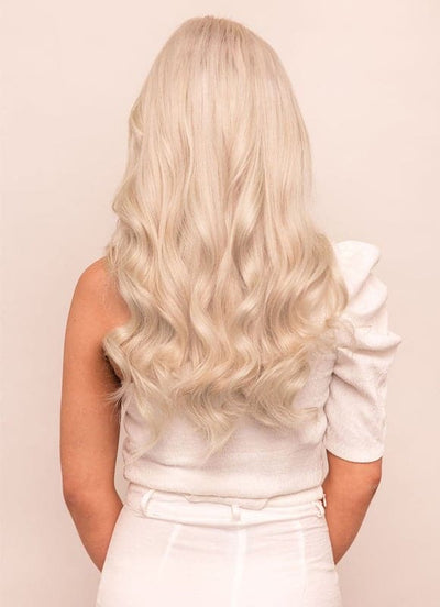 20 inch Deluxe Clip in Hair Extensions #60W Platinum Blonde