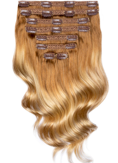 20 inch Ultimate Volume Clip in Hair Extensions in Light Brown & Blonde Balayage