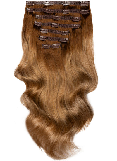 20 inch Ultimate Volume Clip in Hair Extensions  Medium to Golden Brown Ombre