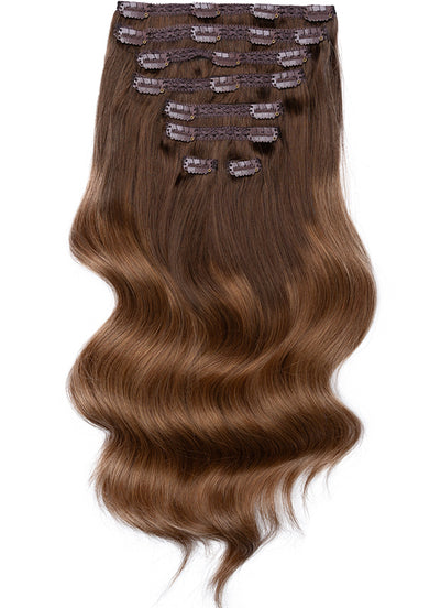 20 inch Ultimate Volume Clip in Hair Extensions  Dark to Light Brown Ombre