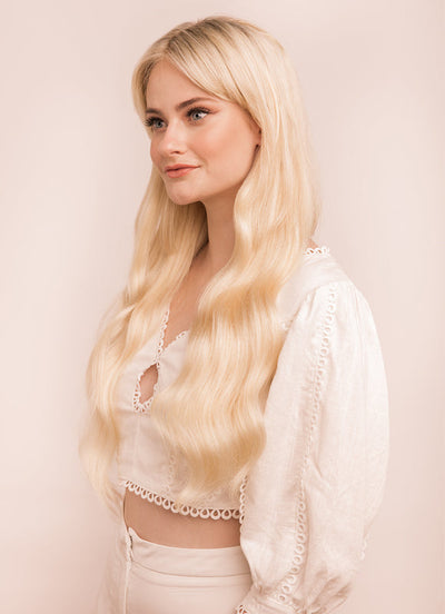 22 inch Invisible Wire Hair Extensions in #60 Light Blonde