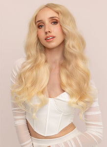 22 inch Invisible Wire Hair Extensions in #613 Bleached Blonde