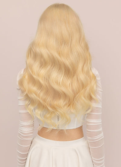 22 inch Invisible Wire Hair Extensions in #613 Bleached Blonde