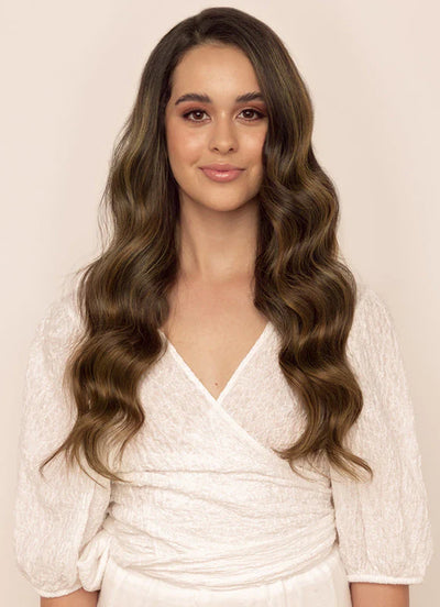 22 inch Invisible Wire Hair Extensions in Mocha & Medium Brown