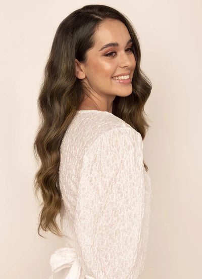 22 inch Invisible Wire Hair Extensions in Mocha & Medium Brown