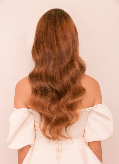 22 inch Invisible Wire Hair Extensions in #6 Light Chestnut Brown