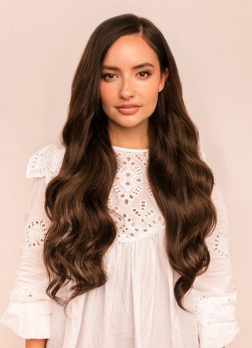 22 inch Invisible Wire Hair Extensions in #1C Mocha Brown