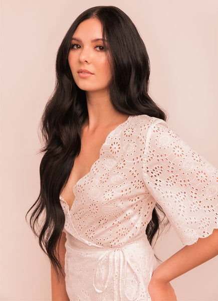 22 inch Invisible Wire Hair Extensions in #1B Natural Black