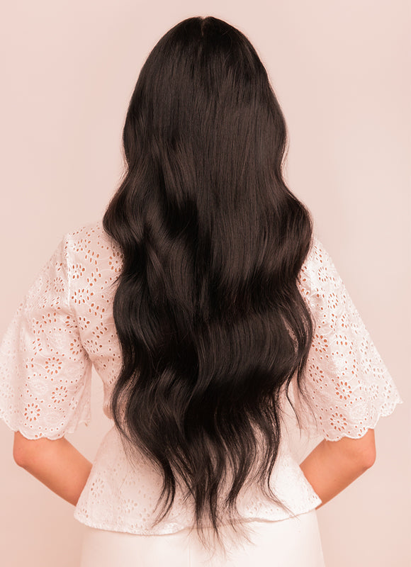 22 inch Invisible Wire Hair Extensions in #1B Natural Black display picture 1