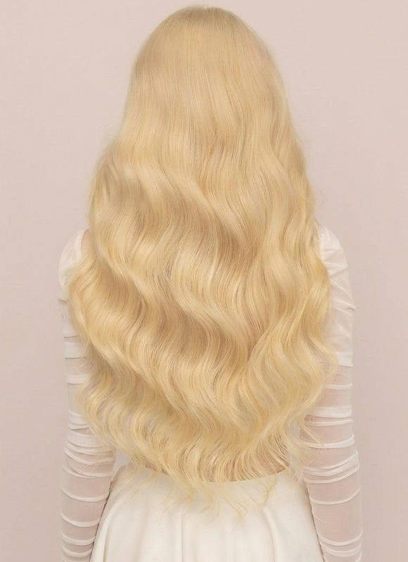 24 inch Deluxe Clip in Hair Extensions #613 Bleached Blonde display picture 1