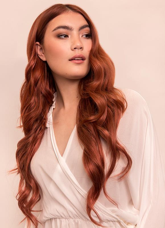 24 inch Deluxe Clip in Hair Extensions in #33 Dark Auburn Red