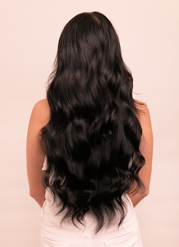 24 inch Deluxe Clip in Hair Extensions #1 Jet Black display picture 1