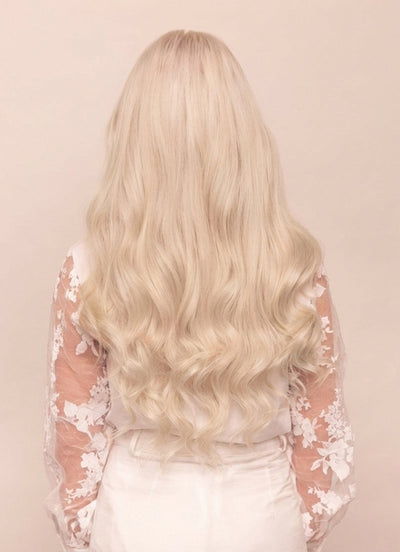 24 inch Deluxe Clip in Hair Extensions #60W Platinum Blonde