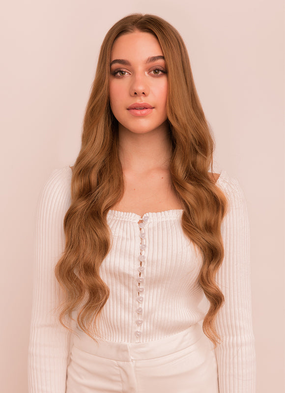 24 inch Deluxe Clip in Hair Extensions #8 Chestnut Brown
