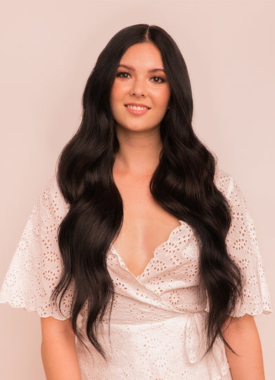 24 Inch Keratin Bond/ Fusion Hair Extensions Nail/ U-Tip #1B Natural Black