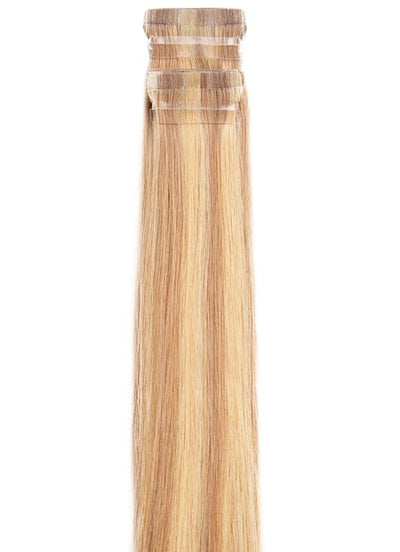 20 inch Remy Tape Hair Extensions Golden Blonde with Light Blonde Highlights