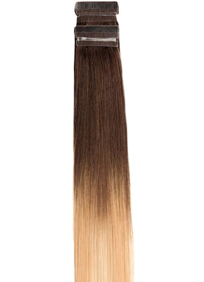 20 inch Remy Tape Hair Extensions Dark Brown to Honey Blonde & Light Blonde Ombre