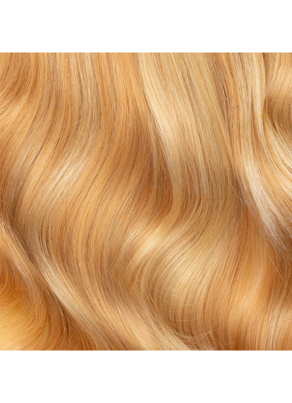 16 inch Full Volume Clip in Hair Extensions Light Blonde with Strawberry Blonde Highlights