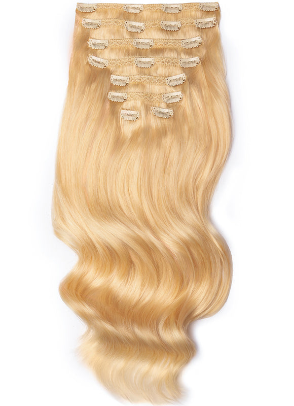 16 inch Full Volume Clip in Hair Extensions #613 Bleached Blonde display picture 3