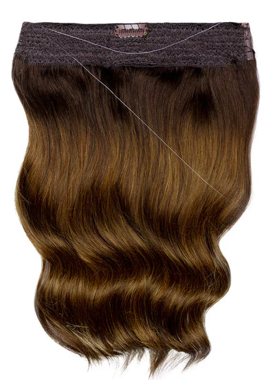 22 inch Invisible Wire Hair Extensions in Mocha & Medium Brown