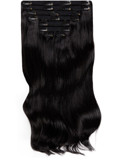 30 inch clip in hair extensions #1 jet black 6