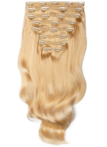 16 Inch Deluxe Clip in Hair Extensions #613 Bleached Blonde