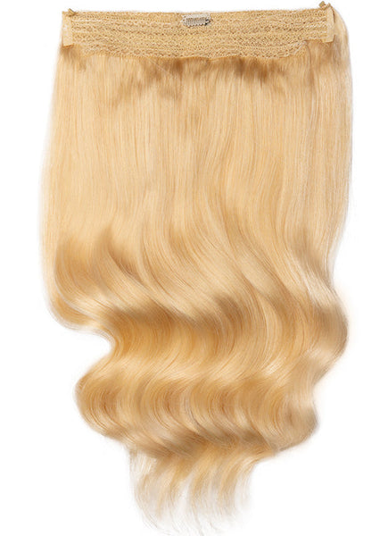 16 Inch Invisible Wire Hair Extensions #613 Bleached Blonde