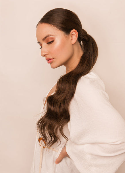 22 Inch Clip In Ponytail Extension #1C Mocha Brown