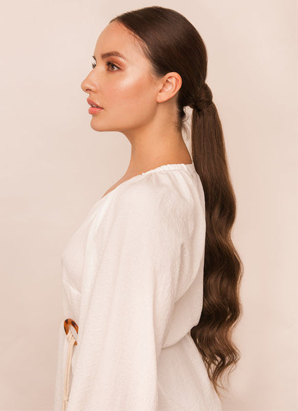 22 Inch Clip In Ponytail Extension #1C Mocha Brown