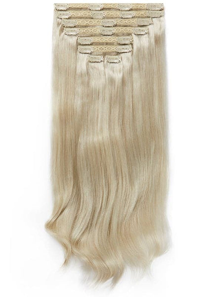 24 Inch Ultimate Volume Clip in Hair Extensions #60W Platinum Blonde