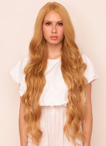 30 inch clip in hair extensions #14 dark blonde 1