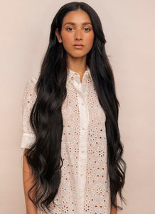 30 inch clip in hair extensions #1 jet black 1