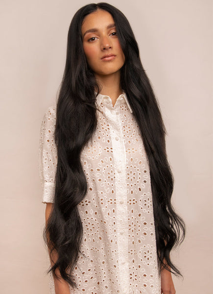 30 inch clip in hair extensions #1 jet black 2