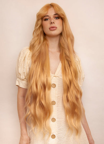 30 inch clip in hair extensions #27 strawberry blonde 1